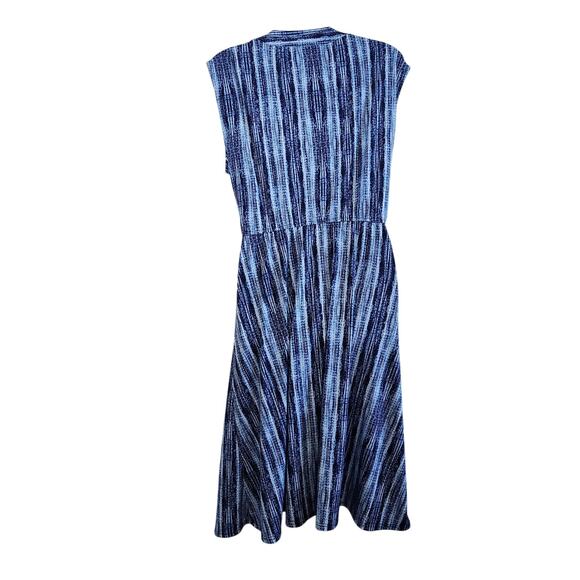 BCBG Maxazria Sleeveless V-Neck Jersey Faux Wrap Dress Retro Blue Size Large - Picture 3 of 7
